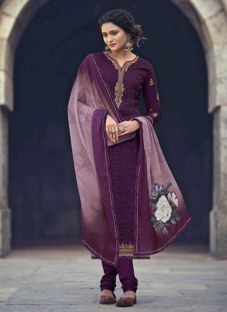 Wine Colour Patola Partywear Designer Faux Georgette Embroidery Work With Stone Salwar Suit Collection 1006